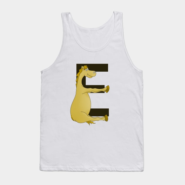 Pony Monogram Letter E Tank Top by mailboxdisco